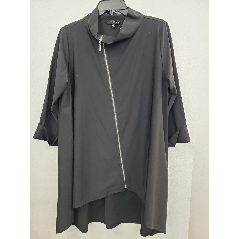 Jason Travel Zippered Tunic, Black, Size Medium